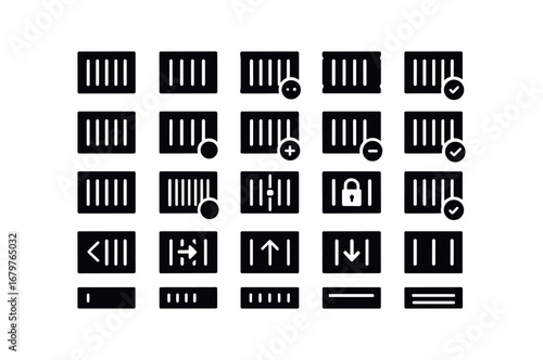 vector solid black filled icons Container (Basic) container icon container new container old container valid container invalid container active container inactive container add container.