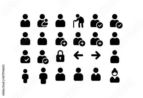 vector solid black filled icons Caregiver (Basic) caregiver icon caregiver new caregiver old caregiver valid caregiver invalid caregiver active caregiver inactive caregiver add caregiver.