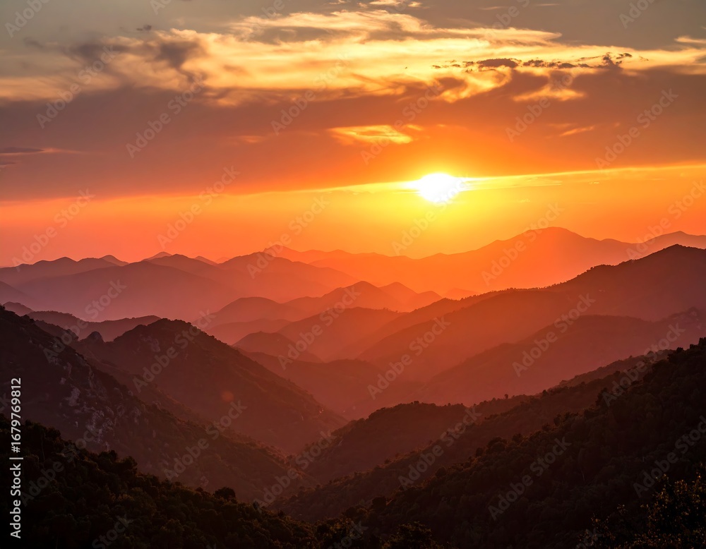 Fototapeta premium Sunset over mountain range