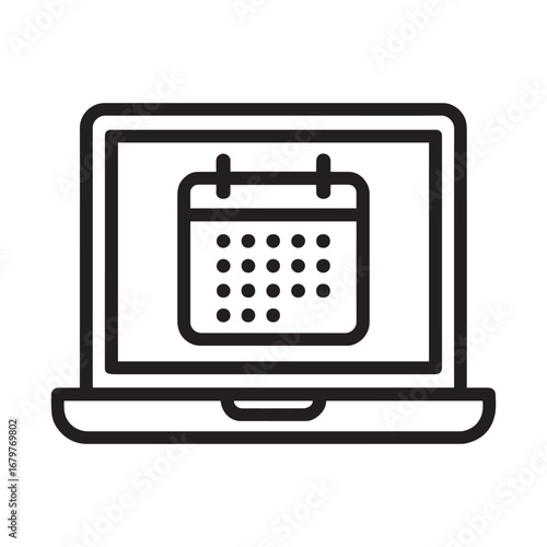 A simple black and white In the computer there is a calendar icon