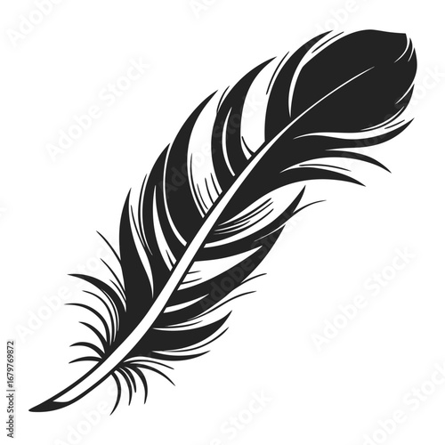 Phoenix feather glowing under frozen night silhouette