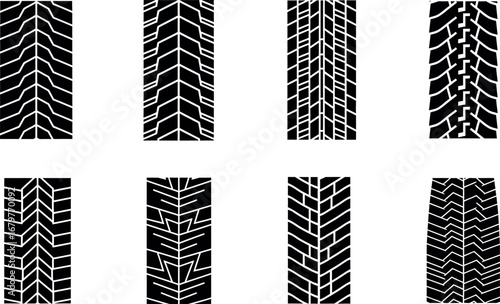 Tire tread patterns set vector black and white seamless car tire designs for offroad and city use 