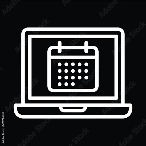 A simple black and white In the computer there is a calendar icon