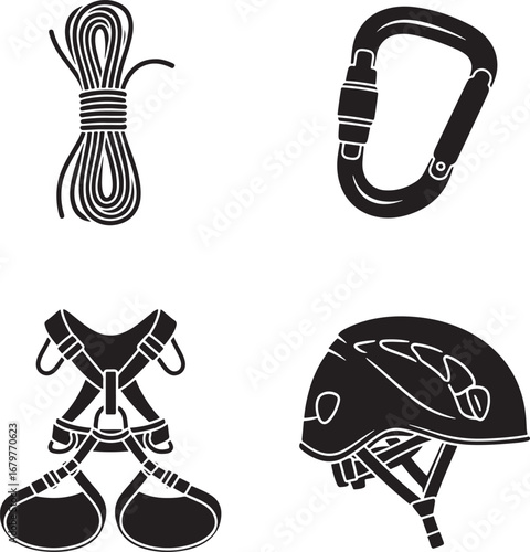 Climbing Equipment Essential Gear for Adventure and Safety in Mountaineering Sports Vector Illustration