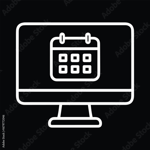 A simple black and white In the computer there is a calendar icon
