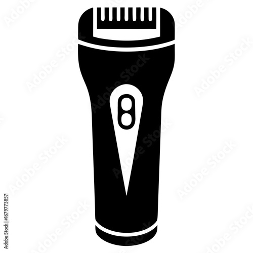 Electric Shaver Black Silhouette Vector on White Background