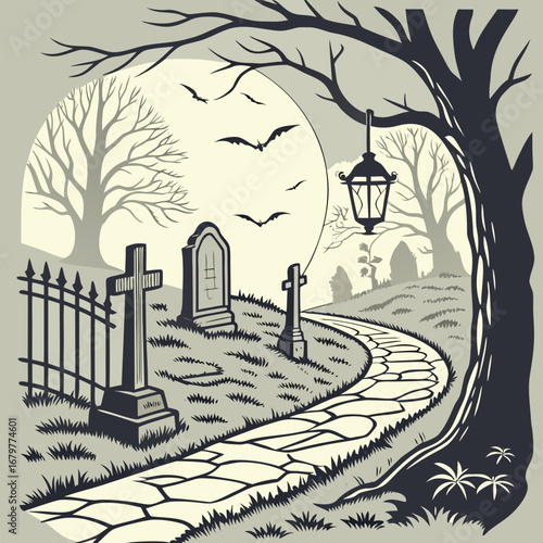 Autumn cityscape with buildings and streets vector illustration