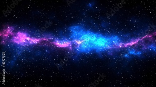 Wallpaper Mural A stunning view of the cosmos featuring vibrant pink and blue nebulae adorned with sparkling stars in a dark expanse Torontodigital.ca