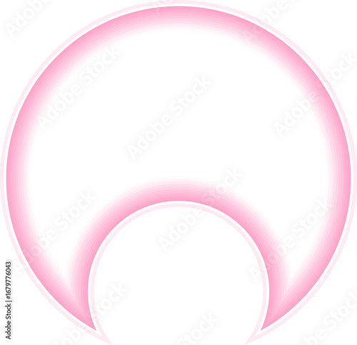 Neon outline shape of a circle with a small concave side.