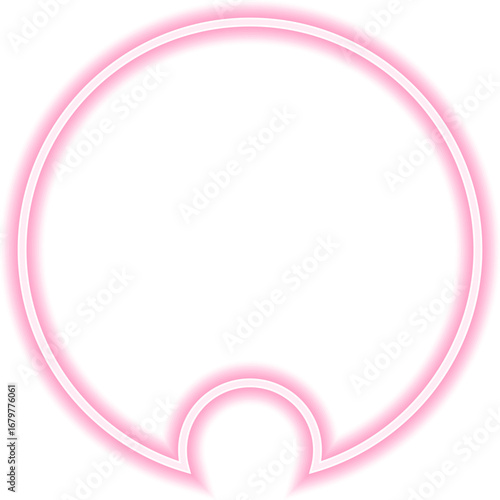 Neon outline shape of a circle with a small concave side.