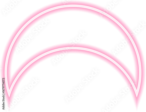 Neon outline shape of a circle with a concave side.