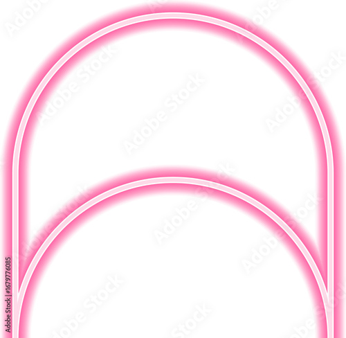 Neon outline shape with a concave side and a convex opposite side.