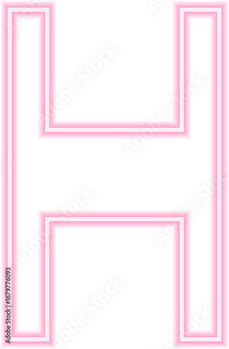 Neon outline shape of an H-shape with concave sides.