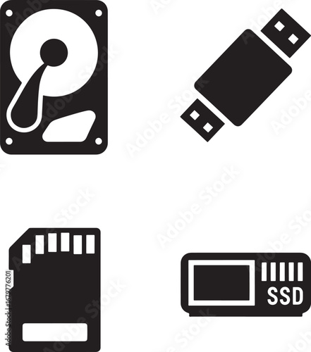 Data storage devices collection including hard disk drive flash drive memory card and ssd drive