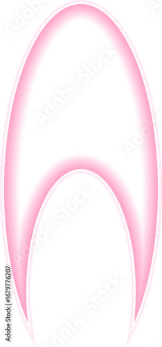 Shape with neon outline of a long concave oval.