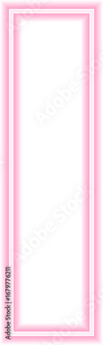 Shape with neon outline of a vertical rectangle with a concave side.