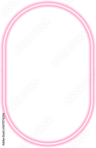 Shape with neon outline of a concave oval with rounded corners.