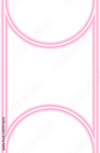Shape with neon outline of a rectangle with concave sides on two opposite sides.