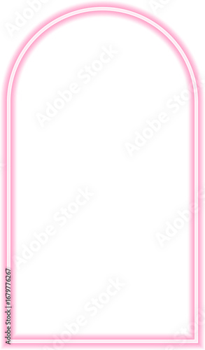 Shape with neon outline of a rectangle with one rounded side and the opposite side straight.