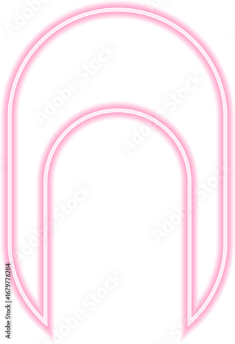 Shape features a neon outline with a concave rectangle, rounded corners, and a long rounded concave side.