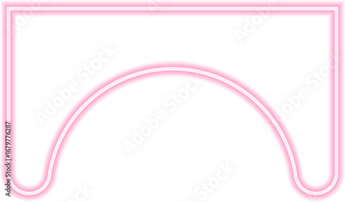 Shape features a neon outline with a concave rectangle and a rounded concave side.