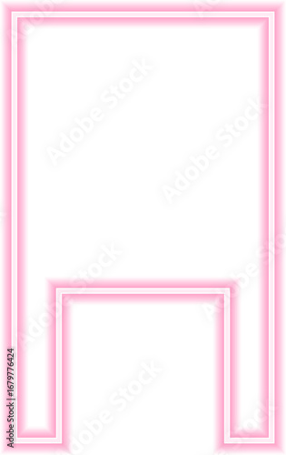 Shape features a neon outline with a concave rectangle and a squared concave side.