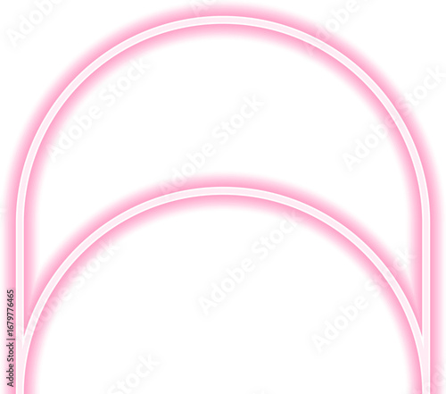 Neon outline shape with a concave rounded side and a concave opposite side.