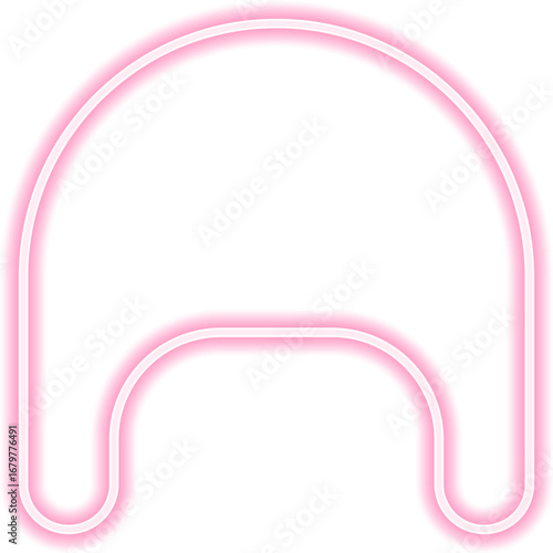 Neon outline shape with a rounded concave opposite side and a concave rounded side.