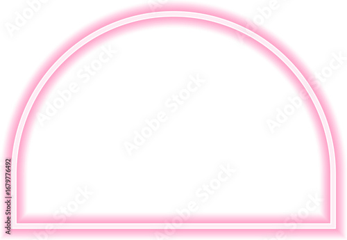 Neon outline shape of a semicircle with a concave side.