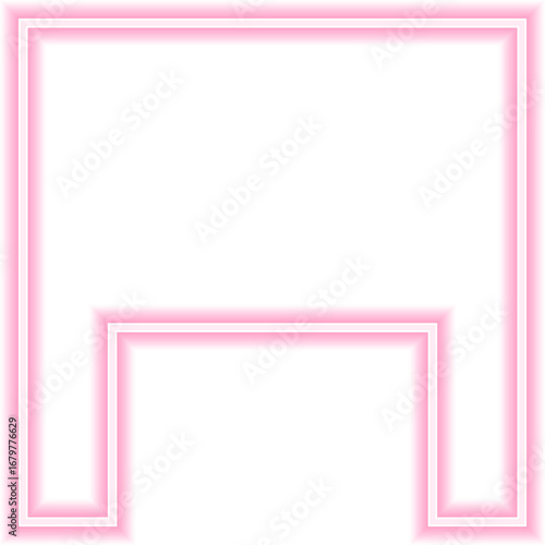 Square shape with a neon outline and one squared concave side.