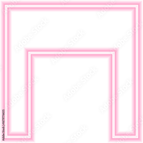 Square shape with a neon outline and one long squared concave side.