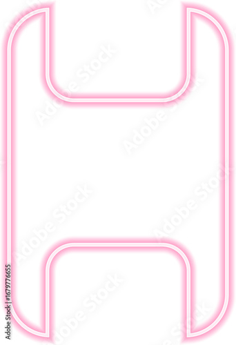 Neon outlined rectangular shape with two opposite sides concave.