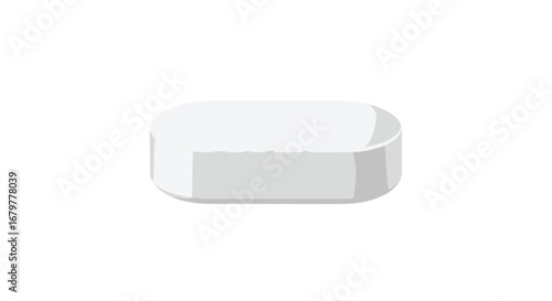 A single white oblong pill with rounded edges is displayed against a plain white background in the image on transparent background