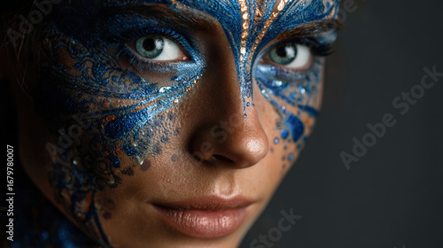 Wallpaper Mural Portrait of a girl with makeup. body art. face art. drawing paint. isolated on grey background. mystical makeup Torontodigital.ca