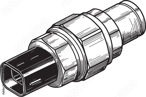 Detailed illustration of an oil pressure sensor in a monochromat