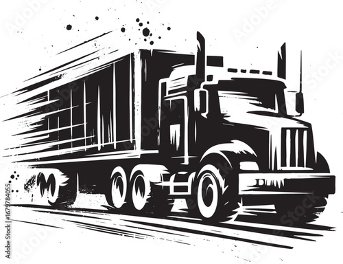 Expressive Ink Style Rendering of a Tractor Trailer Conveying Sp