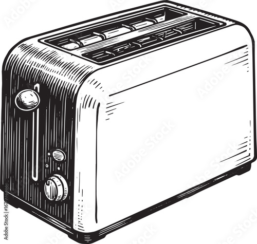 Vintage toaster illustration showcases kitchen appliance in clas