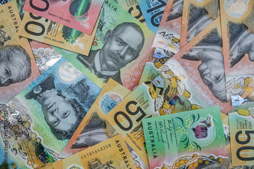 Close-up of Vibrant Australian Currency: Financial Planning and Global Economy Theme