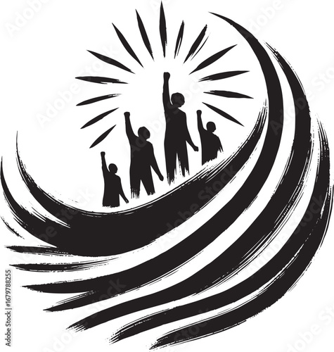 Symbolic brushstroke: representing collective aspiration and uni