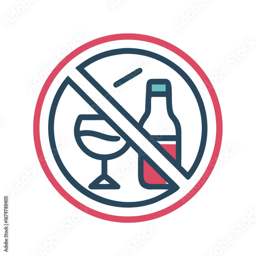 No alcohol sign with a glass and bottle