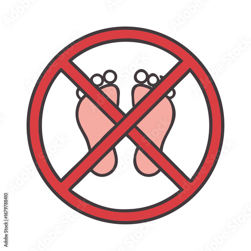 No barefoot sign with feet in vector format