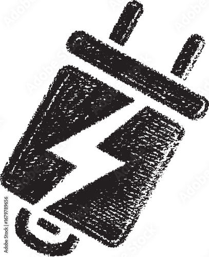Illustration of a Battery with a Lightning Bolt, Representing Energy and Power in a Simple Style