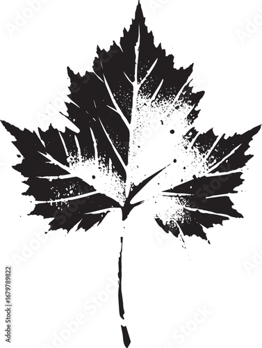 Elegant Aspen Leaf Sumi-e Illustration: Minimalist Brushstroke A