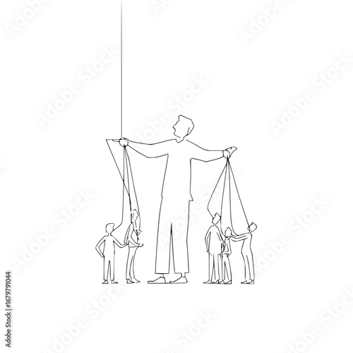 Manipulation concept art showing control and power dynamics in business and relationships illustration design