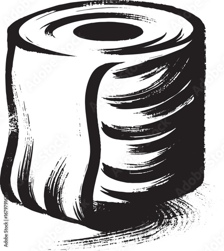 Minimalist Toilet Paper Roll Sumi-e Illustration with Artistic B