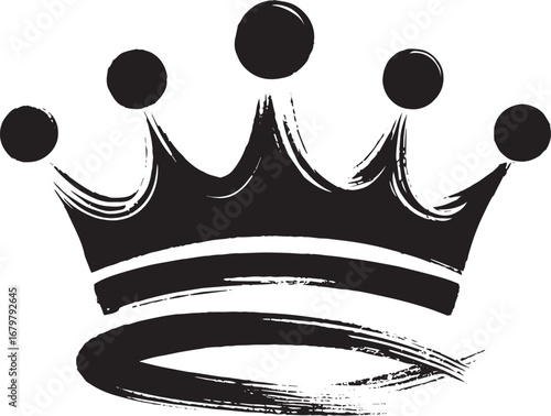 Ink wash drawing of a regal crown, minimalist symbol of power an