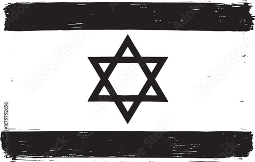 Hand-Painted Israel Flag Isolated on White, Evoking Patriotism a