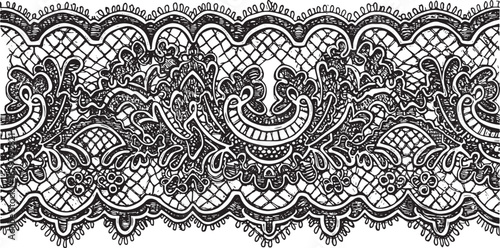 Exquisite detailed black and white illustration of ornamental la