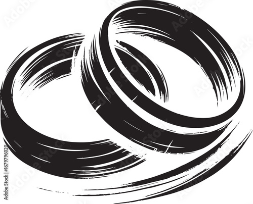 Monochrome Brushstroke Wedding Rings: A Symbol of Eternal Union