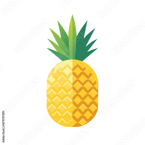 Stylized tropical pineapple fruit illustration with modern geometric flat design